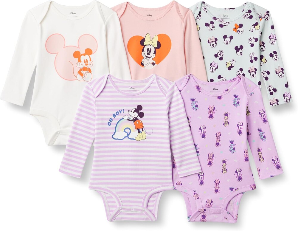 Amazon Essentials Disney | Marvel | Star Wars Unisex Babies' Long-Sleeve Bodysuits, Pack of 5