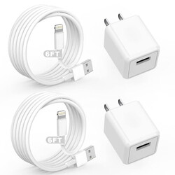 Phone Charger Cube Travel 2Pack with 6FT Lightning Cable, 5W Fast Charging USB Wall Plug Adapter Compatible with iPhone 14/13/12/11/Pro Max, iPad, AirPods