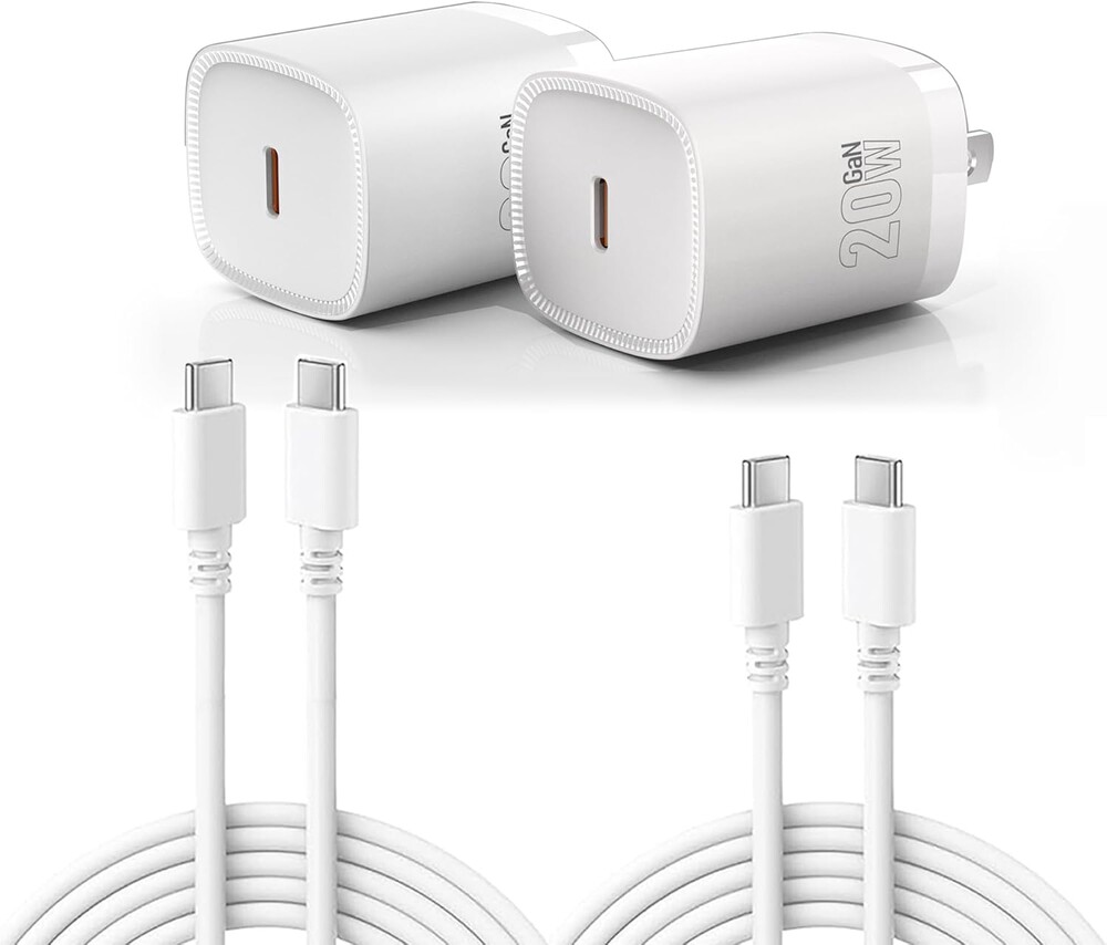 2-Pack 20W USB-C PD Fast Charging Block, 6FT C to C Cable, White | Compatible with iPhone 15/16/17 Series, Compatible with iPad Pro