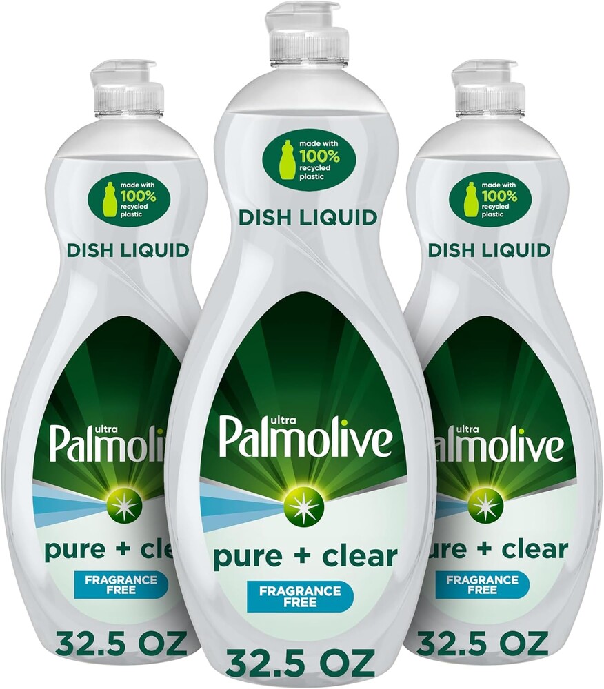 Palmolive Ultra Dishwashing Liquid Dish Soap, Pure + Clear Fragrance Free - 32.5 Fluid Ounce (Packaging may vary) (Pack of 3)