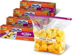 Hefty Calendar Slider Gallon Storage Bags, 30 Count (Pack of 4), Gallon Slider Bags with Calendar Dates, Holds Raw Meat, Breads, Fruits and Veggies, Zip and Click Closure, 120 Total Count