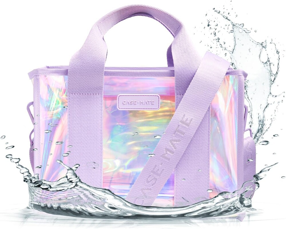 Case-Mate Soap Bubble Jelly Tote Bag (Medium Crossbody) - Iridescent Beach Bag with Crossbody Strap for Women - Waterproof, Tip-Proof, Foldable & Washable - Beach Tote for Pool, Travel, and Vacation