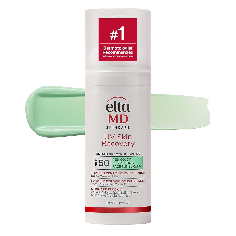 EltaMD UV Skin Recovery 100% Mineral Sunscreen, SPF 50, Redness Correcting Face Sunscreen, Safe for Sensitive Skin