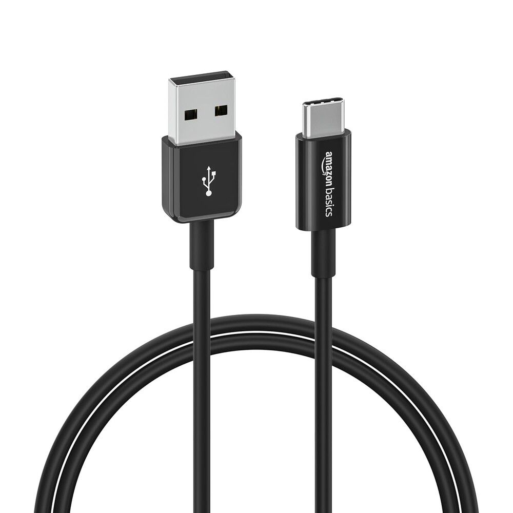 Amazon Basics USB-C to USB-A 2.0 Fast Charger Cable, 480Mbps Data Transfer Speed, USB-IF Certified, for Apple iPhone 16/15, iPad, Samsung Galaxy, Tablets, Car, 3ft, Black