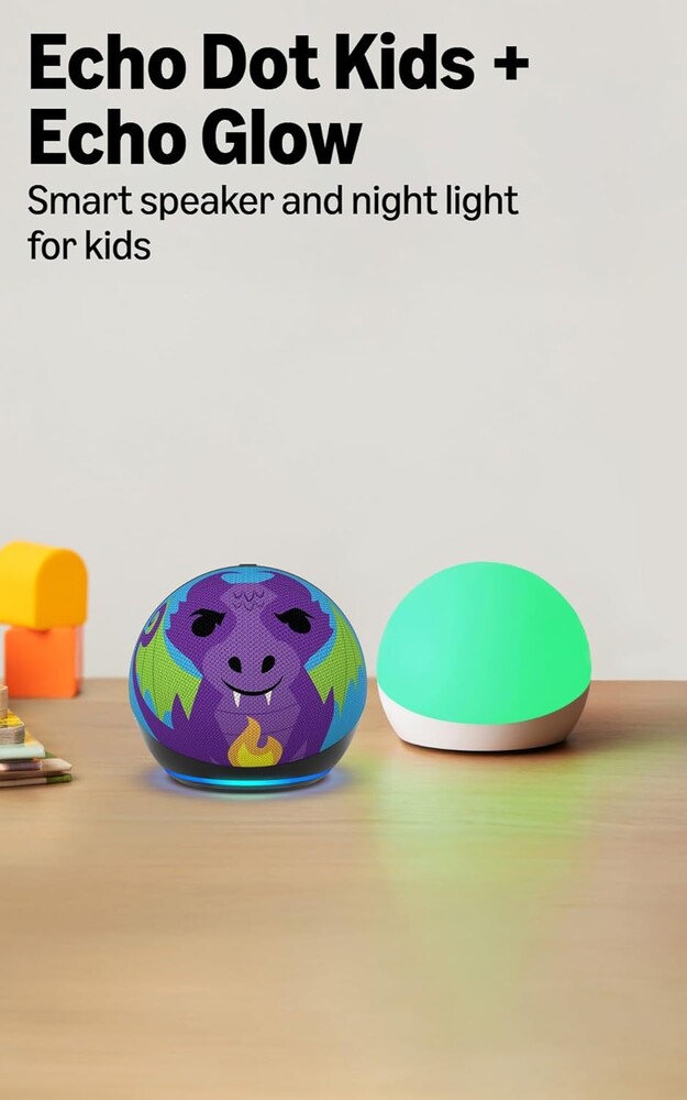Amazon Echo Dot Kids (newest model) - Dragon, with Echo Glow, Smart speaker and night light for kids, Designed for Alexa+