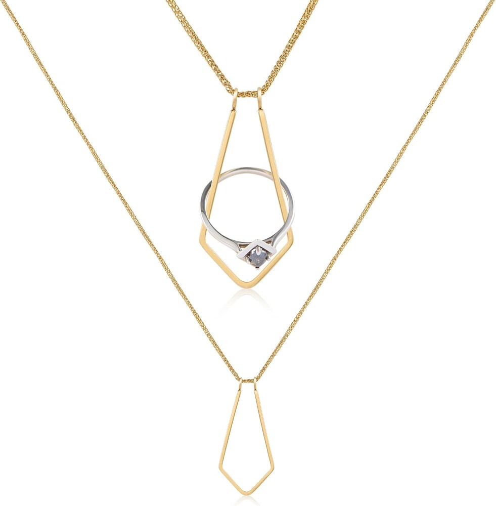 Pixie Wing Nordika Ring Keeper for Women, 18K Gold-Plated Wedding and Engagement Ring Holder Necklace, 17.7" chain with 4" extender