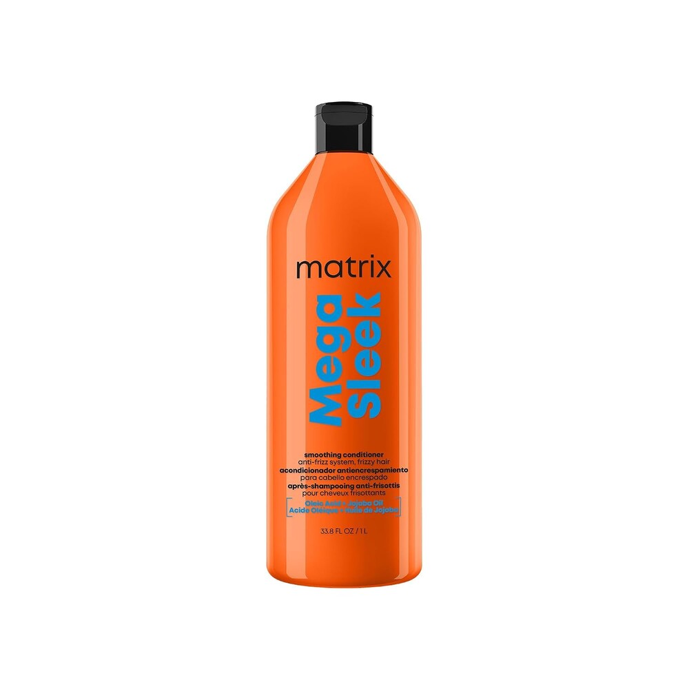 Matrix Mega Sleek Anti-Frizz Conditioner - 96H Frizz Control, 12x Smoother Hair, and Lasting Hydration, With Oleic Aicd and Jojoba Oil, For All Hair Types