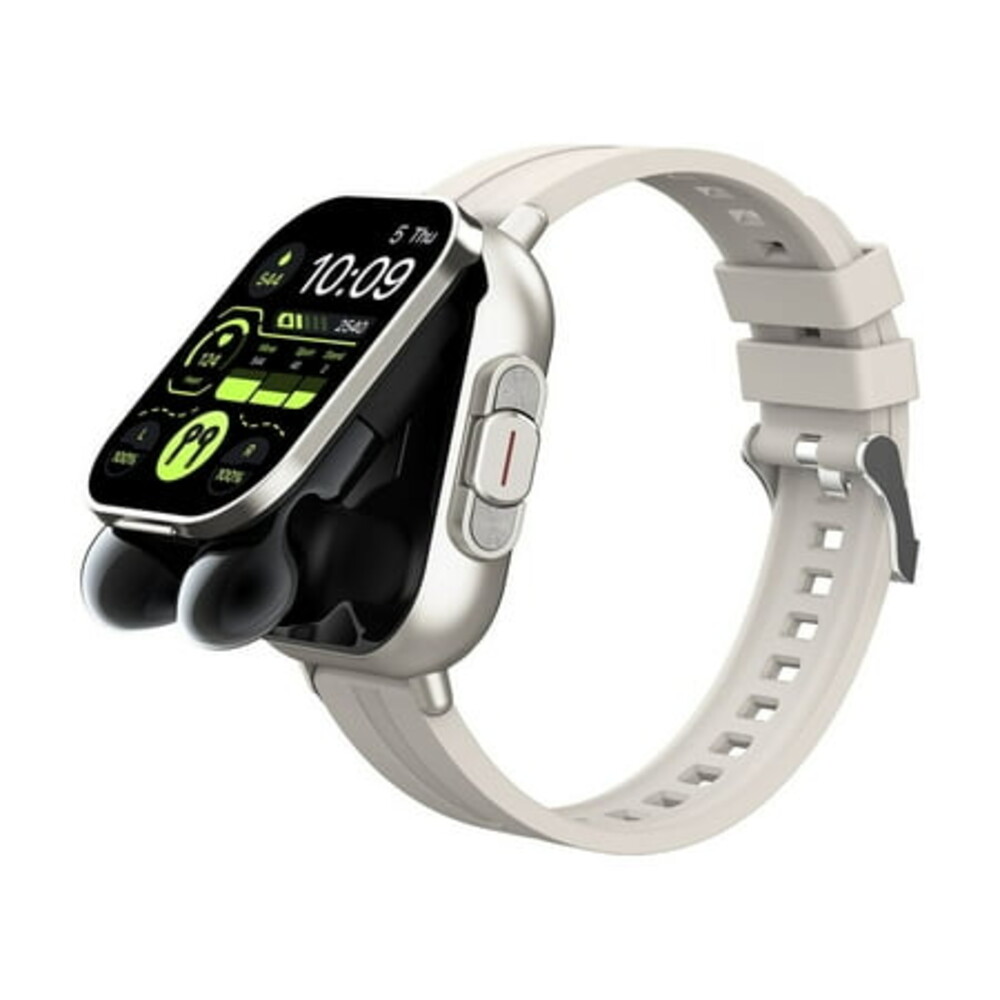 UAEBM Bluetooth Headset Smart Watch 2-in-1, Sports Smartwatch with Wireless Earbuds, Call Function, Waterproof, Fitness Tracker, Pedometer, Sleep Monitor, for iOS/Android Silver