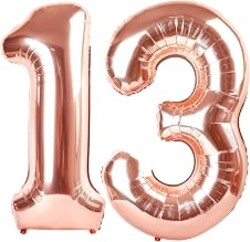 40 Inch Rose Gold Balloon Number 13 Balloon,Jumbo Mylar Foil Helium Balloon for 13 Digital Balloons for Birthday Party,Wedding Anniversary Party Decorations