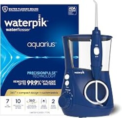 Waterpik Aquarius Water Flosser For Teeth Cleaning, Gums, Braces, Dental Care, Electric Power With 10 Settings, 7 Tips For Multiple Users And Needs, ADA Accepted, Blue WP-663, Packaging May Vary