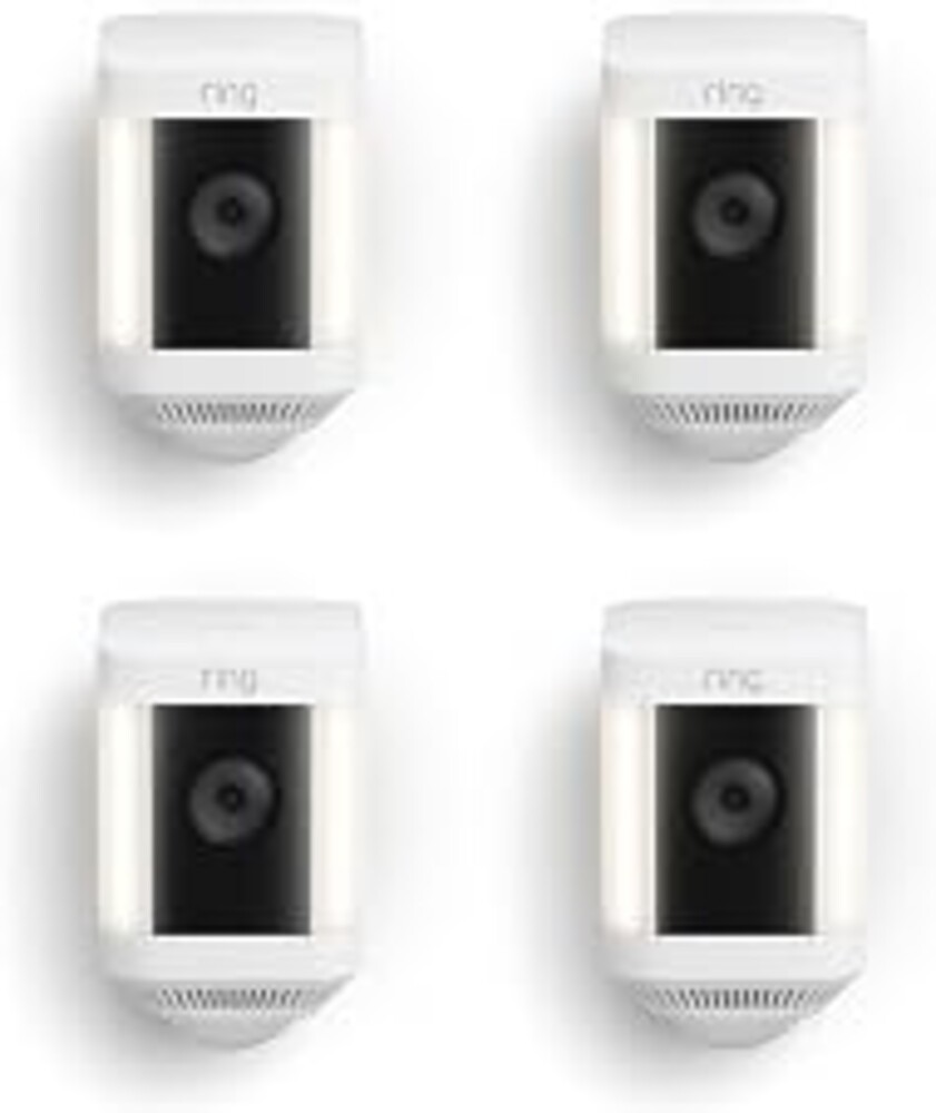 Ring Spotlight Cam Plus, Battery, Home or business security with HD video, Two-Way Talk, Color Night Vision, and Security Siren, 4-pack, White