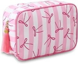 EMBRUNIOICE Makeup Bag Travel Cosmetic Bag Organizer Tassel Toiletry Bag Large Canvas Zipper Pouch Mahjong Tile Bag