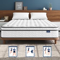 Vesgantti Queen Mattress 12 Inch, Fiberglass-Free | Cool Sleep Hybrid Mattress in a Box - Memory Foam & Pocket Springs, Ergonomic Design, Pressure Relief, Medium Firm Feel, 60"×80"×12"