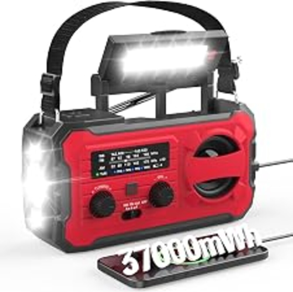 NITIGO 10000mAh Emergency Radio, NOAA Weather Radio with AM/FM, 37000mWh Rechargeable Phone Power, USB/Solar/Hand Crank Charging, with LED Flashlight, SOS Alarm, Lamp for Indoor/Outdoor Emergencies