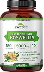 Zazzee Extra Strength Boswellia 10:1 Extract, 65% Boswellic Acid, 180 Vegan Capsules, 6 Month Supply, Boswellia Serrata, Joint Comfort, Mobility & Flexibility Support, Non-GMO, Made in the USA