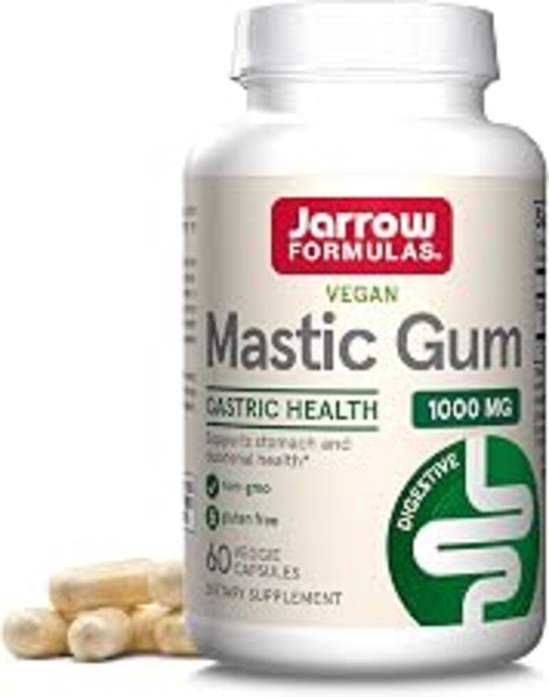Jarrow Formulas Mastic Gum 1000 mg - 60 Veggie Caps - Mastic Gum Capsules Supporting Stomach and Duodenal Health - 30 Servings