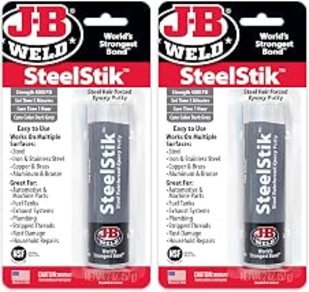 J-B Weld SteelStik, 1 Hour Cure, Steel Reinforced Epoxy Putty Stick - 2 Pack, Dark Grey (8267-2)