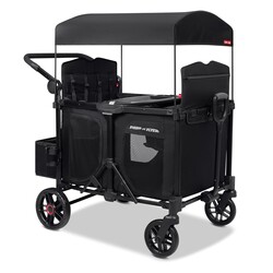 Radio Flyer Voya 2.0 XT 4-Seat Stroller Wagon, for Kids 6+ Months, Lightweight, Compact, Foldable, UV Canopy, Included Storage, Raised Folding Seats, Zippered Doors, Stroller Wagon for Kids