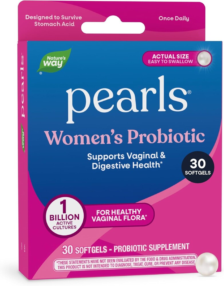 Nature's Way Women's Probiotic Pearls, Supports Vaginal and Digestive Health*, 1 Billion Live Cultures, Protects Against Occasional Bloating & Constipation*, Easy-to-Swallow Softgels, 30 Count