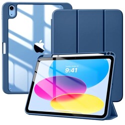 TiMOVO Case for iPad (A16) 11th Generation 11 Inch 2025, iPad 10th Generation Case 10.9 Inch 2022 with Pencil Holder,Slim Protective Cover with Clear Back Shell,Auto Wake/Sleep, Abyss Blue