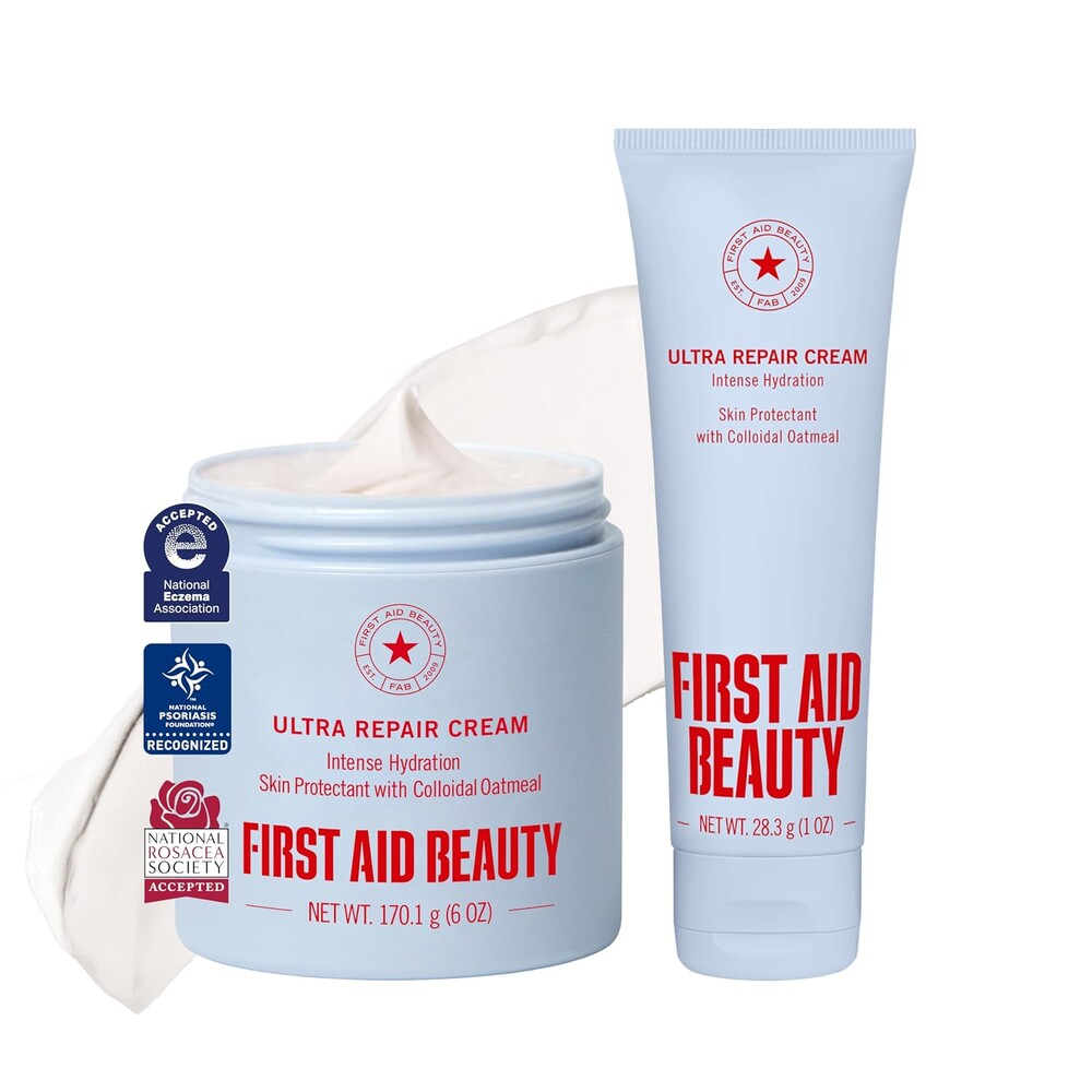 First Aid Beauty Ultra Repair Cream, Intense Hydration - Clinically Tested Face & Body Moisturizer with Colloidal Oatmeal - Supports Eczema & Dry Skin Barrier Repair - Fragrance Free