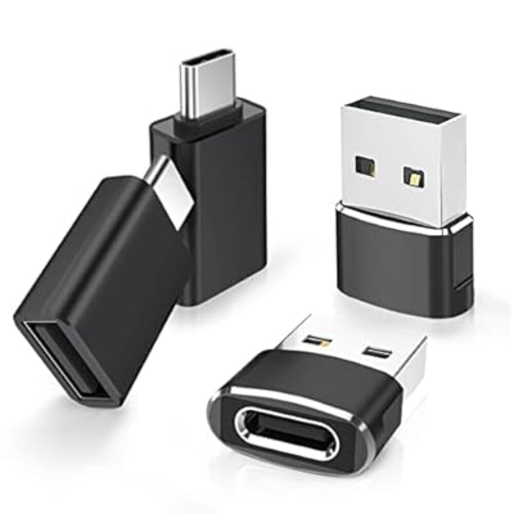 Elebase 4Pack USB to USB C Adapter with Type C Male to 3.0 Female Adaptor,Thunderbolt 4 to USBA OTG Converter Block Plug for iPhone 17 16 15 14 Pro Max Air,Mouse,Samsung S25,iPad,iWatch 11,Car,AirPods