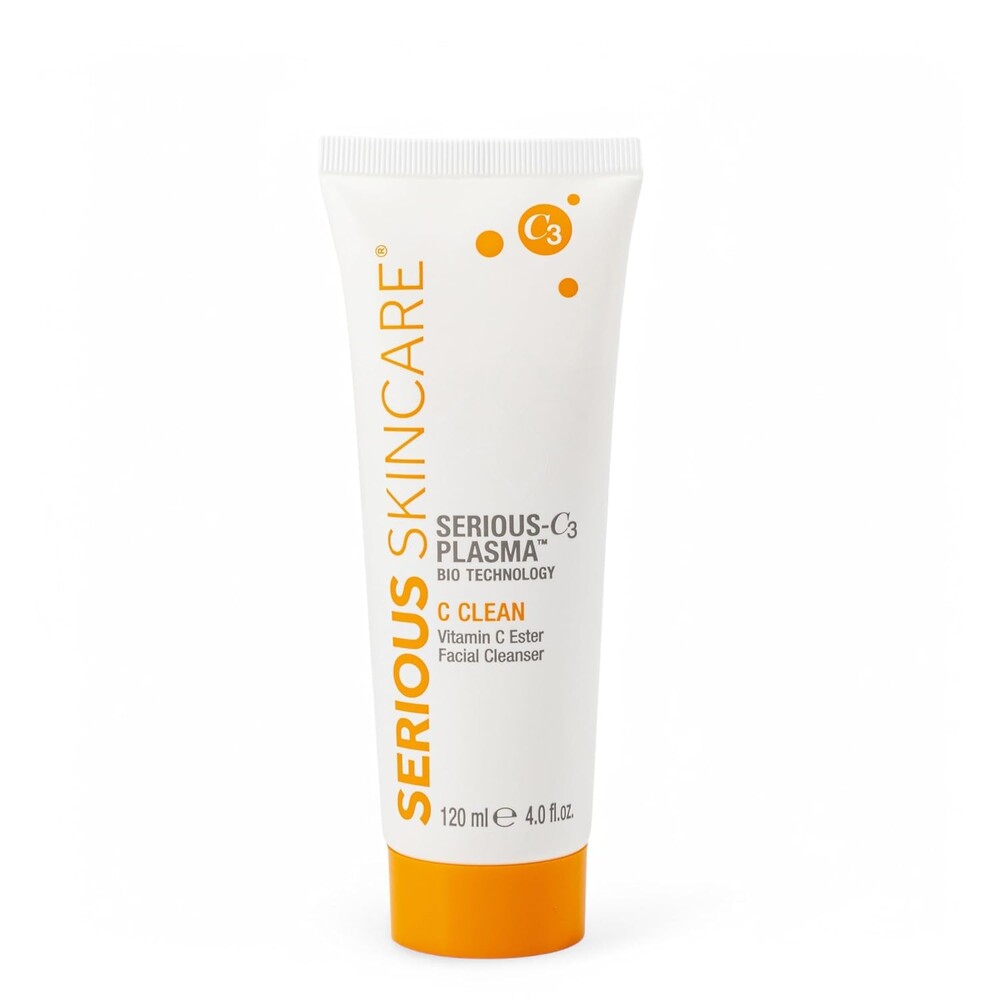 Serious Skincare Hydrating C Clean Facial Cleanser, Gentle Face Wash with Anti-Aging Vitamin C and E, Hydrolyzed Collagen, Botanical Extracts, For Dry and Mature Skin 4 FL Oz