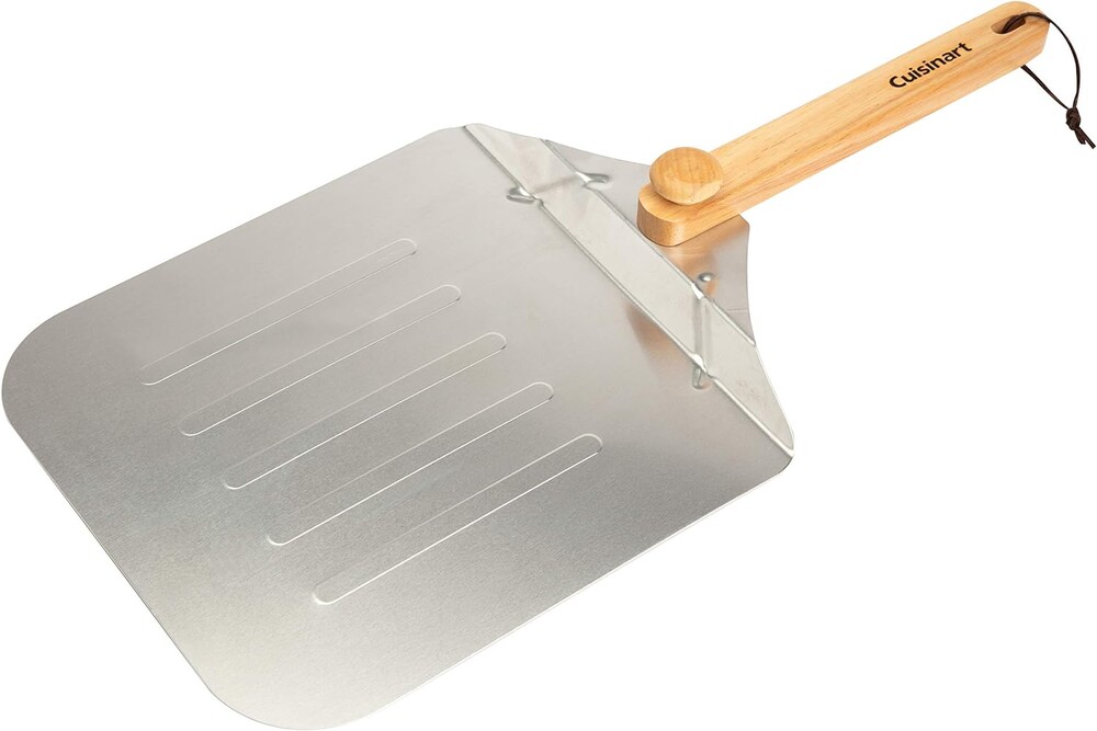 Cuisinart 12” Aluminum Pizza Peel, Lightweight Pizza Spatula with Foldable Wood Handle for Family Pizzas, Dough, Bread, Flatbreads, and More