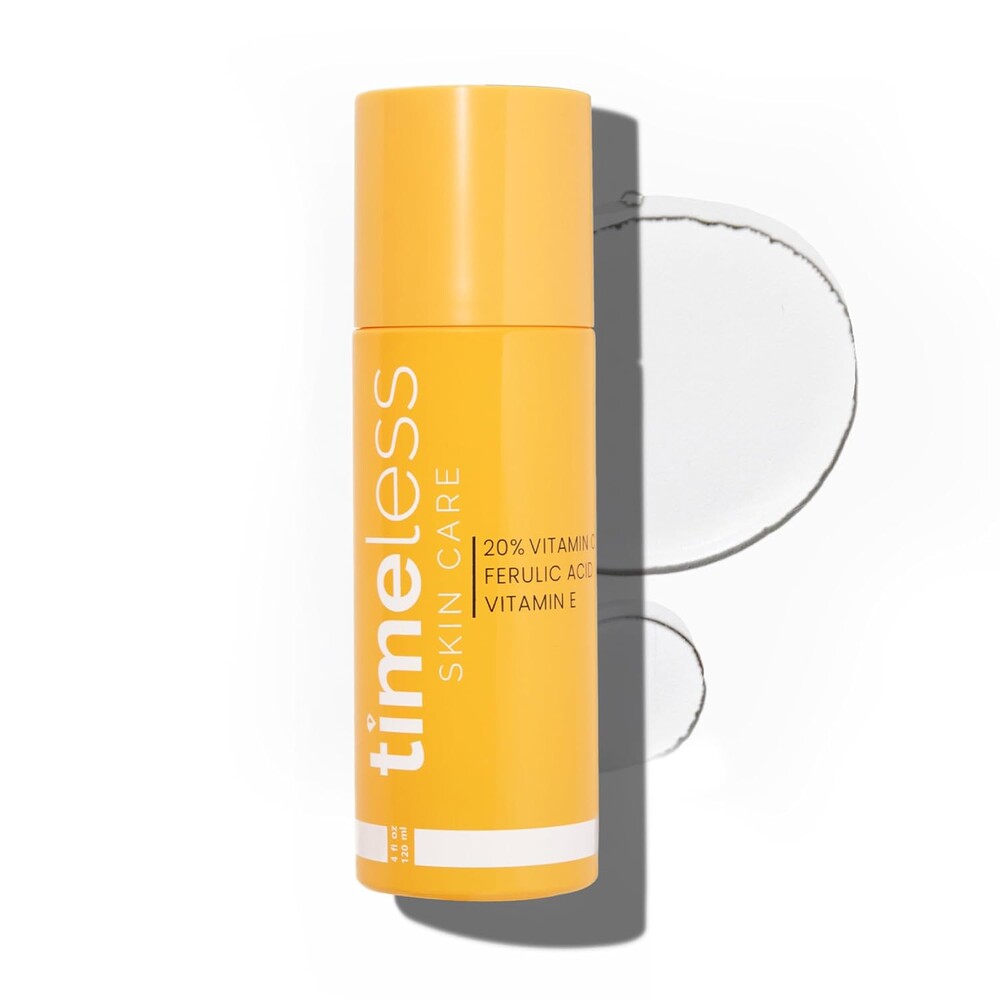 Timeless Skin Care Vitamin C Serum with Vitamin E & Ferulic Acid - Brightening Serum - for Oily & Dry Skin - Fragrance-Free - 4 oz