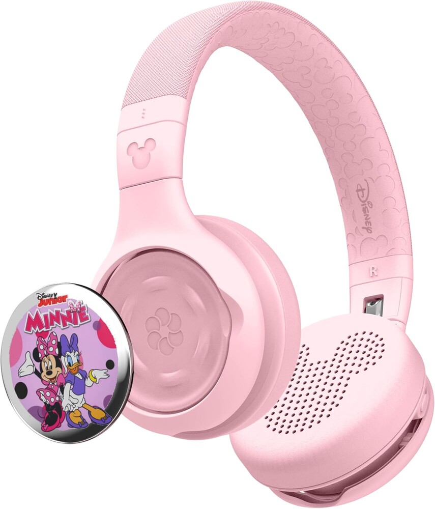 Disney Kids Bluetooth Foldable Headphones: Use Wired or Wireless for Travel, Education, and Screen-Free Entertainment | Includes Minnie Mouse StoryShield, Pink