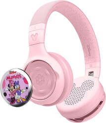 Disney Kids Bluetooth Foldable Headphones: Use Wired or Wireless for Travel, Education, and Screen-Free Entertainment | Includes Minnie Mouse StoryShield, Pink