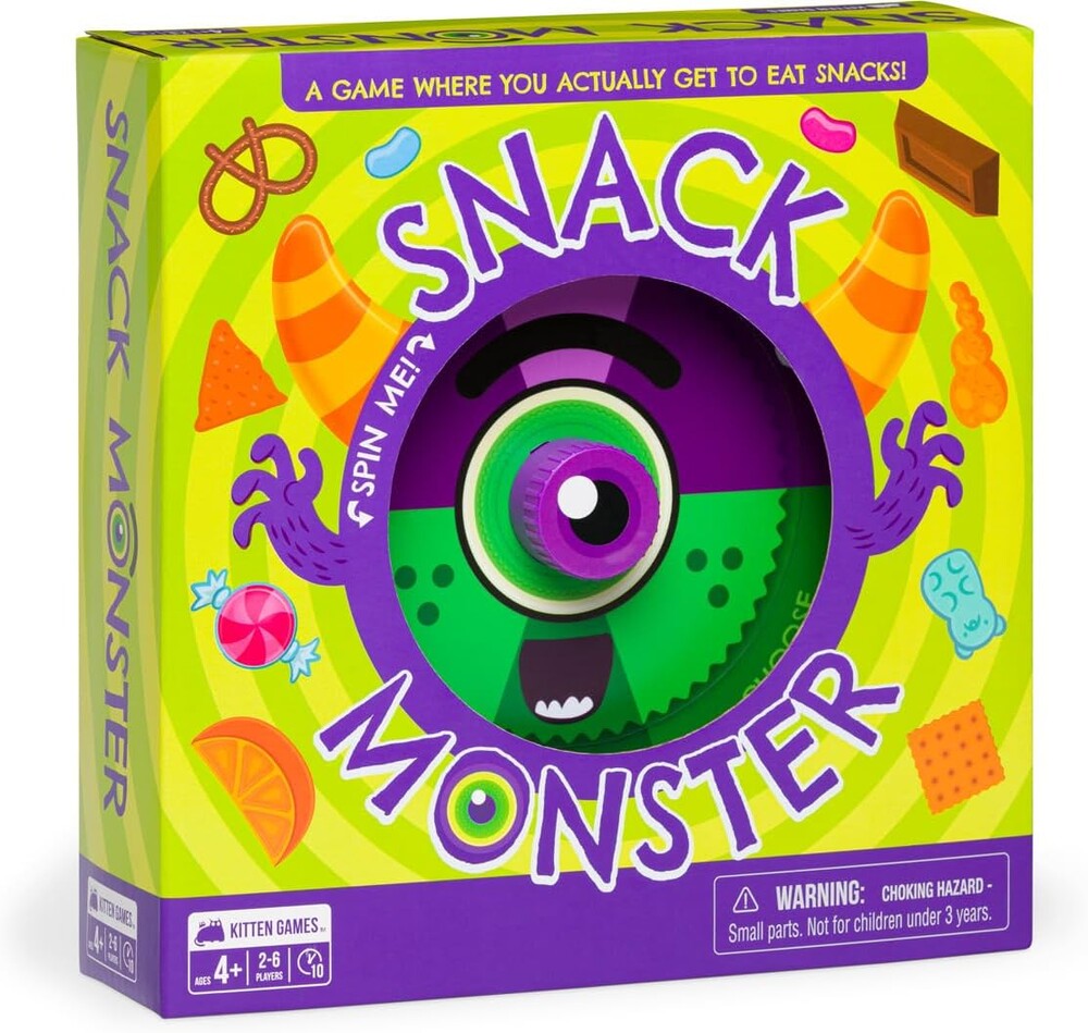 Exploding Kittens Snack Monster 2-6 Players - Ages 4+ - 10 Minutes to Play - Snack Eating Spinner Game - Kid Friendly Card Game, Family Game Night, Snack Time Kids Game