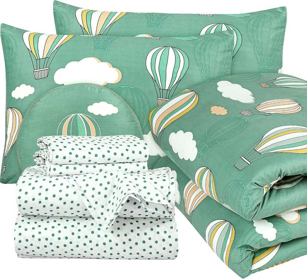 ROYALE LINENS BIAB Printed Bedding Set - 100% Microfiber Ultra-Soft 1 Comforter & 1 Standard Pillow Sham - Twin Size - Lightweight, Durable & Easy Care Bedding for All Seasons (Balloon Twin, Blue)
