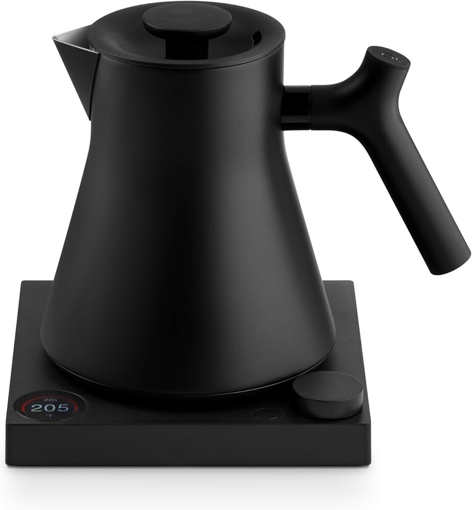 Fellow Corvo EKG Pro Electric Tea Kettle - Quick Heating, Precise Temperature Control Electric Kettle, Scheduling, Built-in Brew Timer for Boiling Water - Matte Black - 0.9 Liter