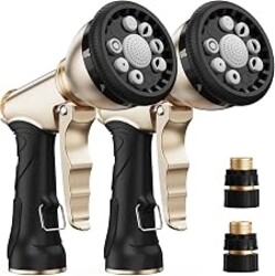 RAINPOINT Garden Hose Nozzle, Hose Sprayer Nozzle with 9 Spray Patterns, High Pressure Water Hose Nozzle Heavy Duty Metal Hand Sprayer, Watering Plants and Lawn, Car Washing, Pet Showering