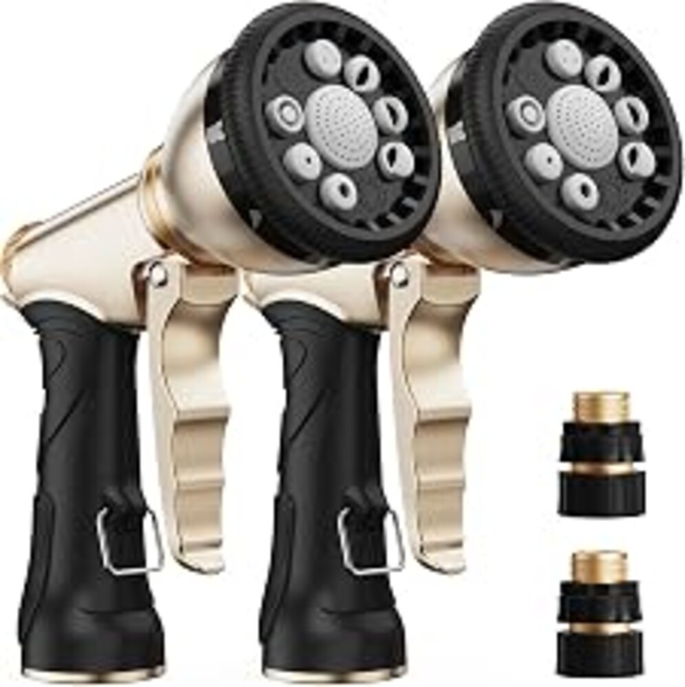 RAINPOINT Garden Hose Nozzle, Hose Sprayer Nozzle with 9 Spray Patterns, High Pressure Water Hose Nozzle Heavy Duty Metal Hand Sprayer, Watering Plants and Lawn, Car Washing, Pet Showering