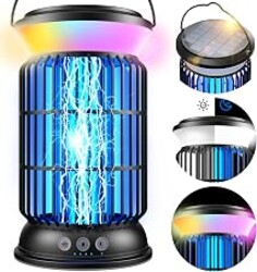 Solar Bug Zapper Outdoor Rechargeable Mosquito Zapper with Cordless Solar Power, Long Runtime Battery, Ip66 Waterproof Portable Fly Zapper for Garden Camping Travel Home