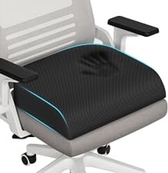 Memory Foam Seat Cushion for Office Chair, 3-Inch Height Boost, Ergonomic Firm Support for Long Sitting, Non-Slip Chair Pad for Car Seats & Short Drivers