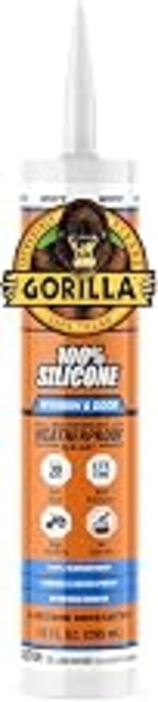 Gorilla 100% Silicone Sealant Caulk Window & Door, 10 Ounce Cartridge, White
