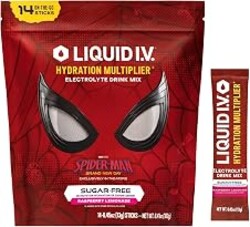 Liquid I.V.® Hydration Multiplier - Limited Edition - Spider-Man Sugar-Free - Raspberry Lemonade | Electrolyte Powder Drink Mix | 1 Pack (14 Servings)