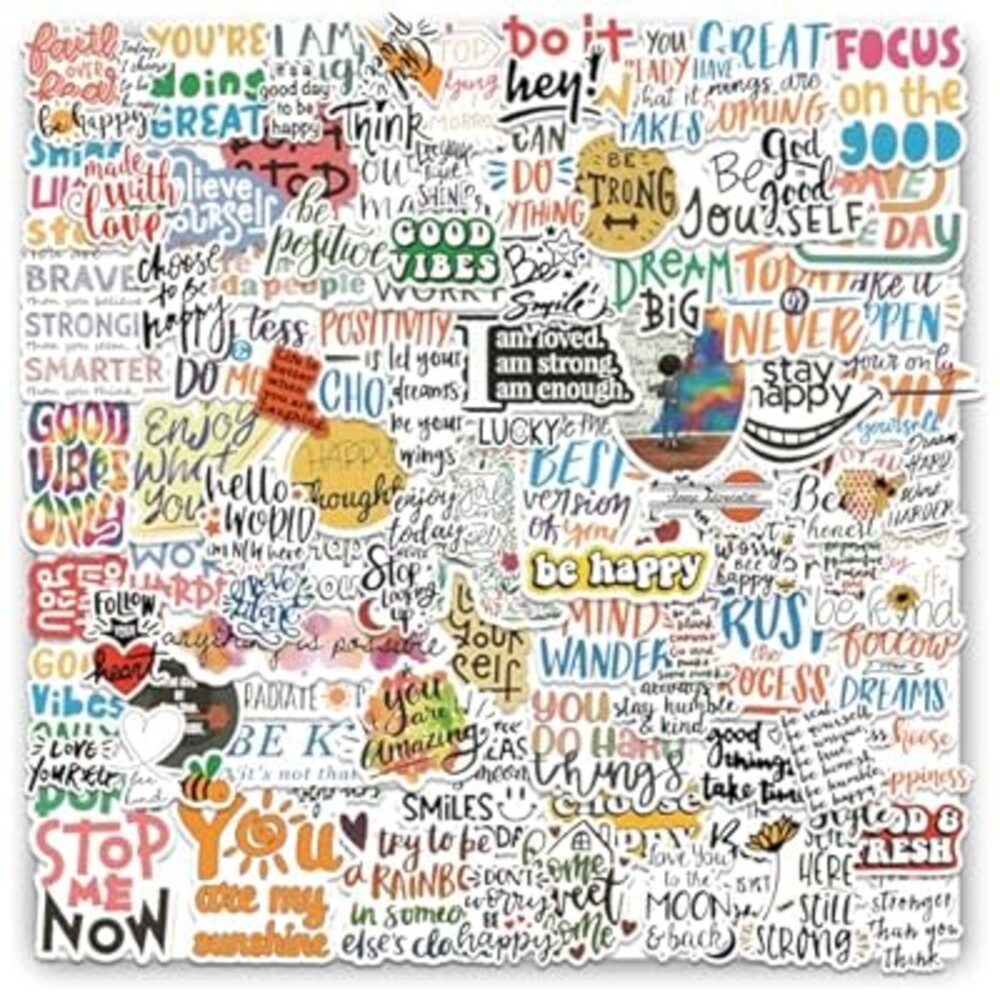 Motivational Stickers 100 Pcs Inspirational Sticker, Positive Affirmation Stickers Quote Sticker Pack, Motivational Waterproof Vinyl Stickers for Water Bottles Laptop Scrapbook