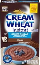Cream of Wheat Instant Lower Sugar Hot Cereal, Cocoa, 10 Packets