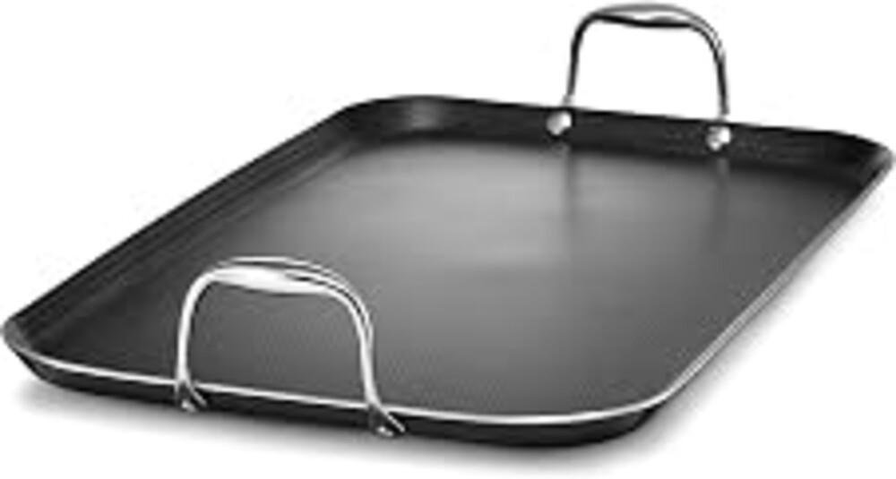 HexClad Double Burner Hybrid Nonstick Griddle Pan for Stovetop, Stay-Cool Handle, Dishwasher and Oven Safe, Induction Ready, Compatible with All Cooktops