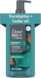 DOVE MEN Eucalyptus + Cedar Oil Moisturizing Body Wash | #1 Dermatologist Body Wash for Men, Sulfate Free, Paraben Free, & Dye Free | 26oz