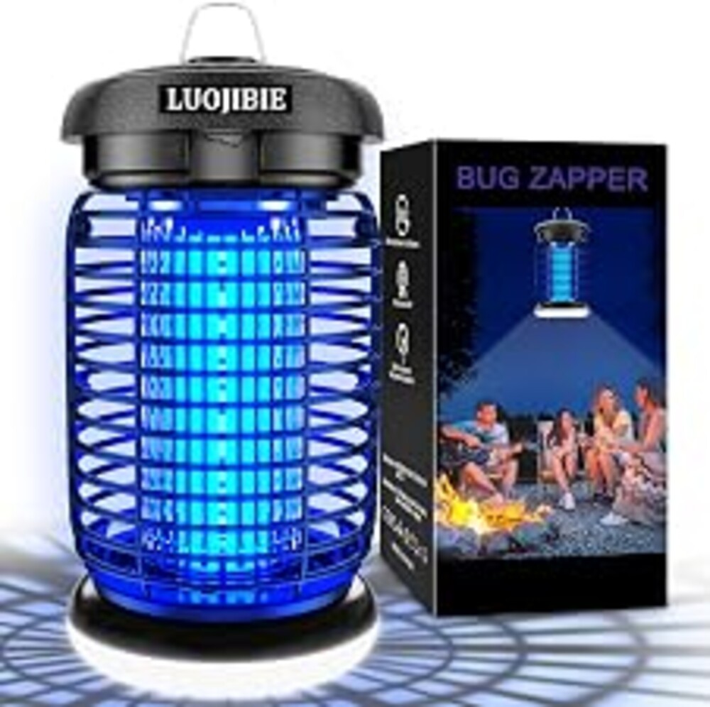 LUOJIBIE Electric Bug Zapper Outdoor & Indoor Mosquito Killer | 4200V High Voltage Grid, Waterproof Design, UV+LED Dual Light Trap Flying Insects; Fits Backyard, Patio, Home & Garage