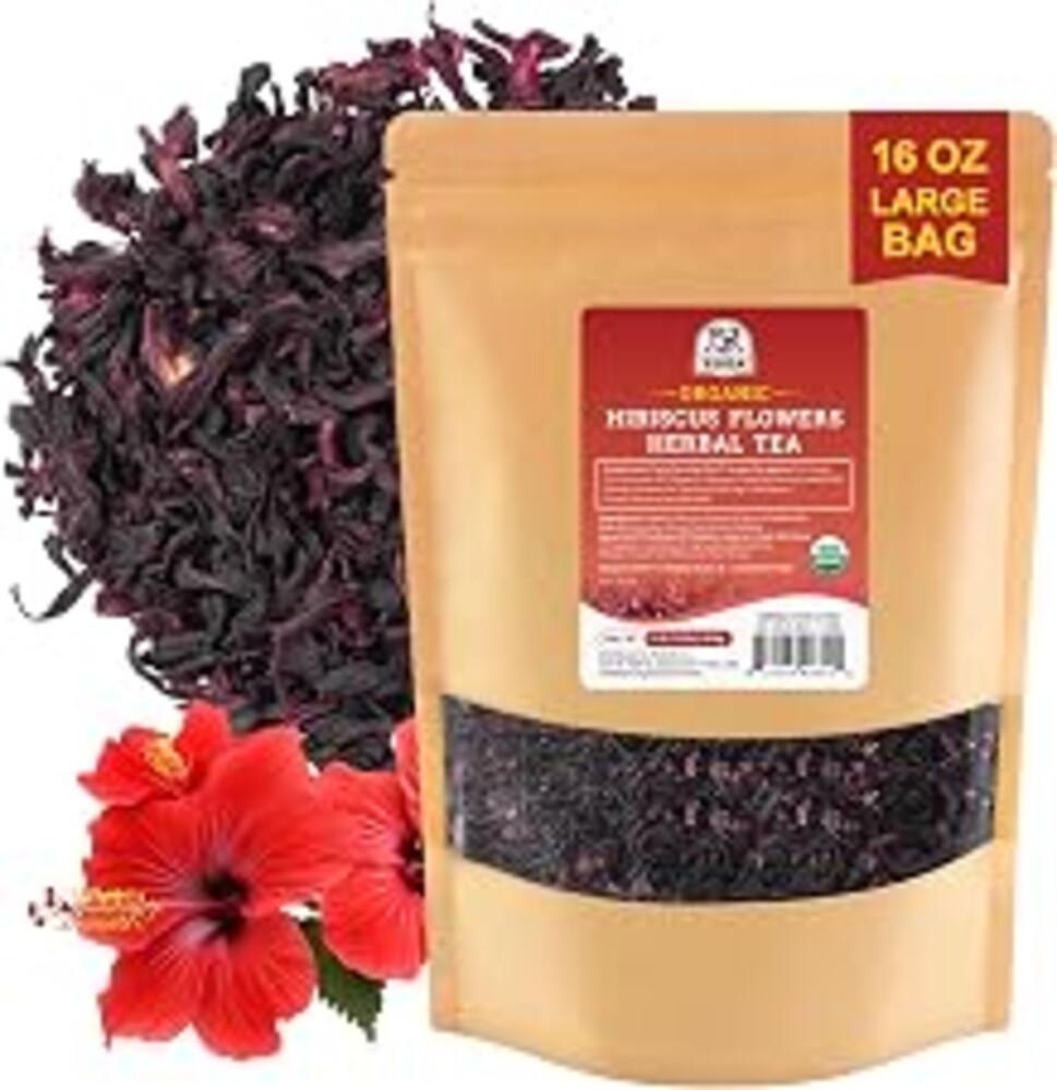 52USA Organic Hibiscus Flowers, Hibiscus Tea, 1 lb (16oz), Dried Hibiscus Flowers, 100% Certified Organic, Cut and Sifted, Flor de Jamaica, Gluten Free, Non GMO, Keto Friendly, Herbal Tea (200+cups)