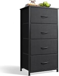 AODK Dresser for Bedroom with 4 Storage Drawers, Small Dressers Chest of Drawers Fabric Dresser with Sturdy Steel Frame, Black