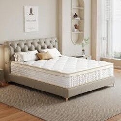 Ruanrest Queen Mattress 12 Inch Hybrid Mattress in a Box with Memory Foam and Pocket Springs for Pressure Relief, Medium Firm Queen Size Mattress, Motion Isolation,CertiPUR-US