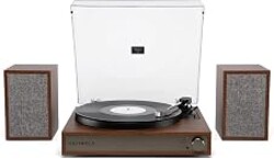 Victrola Harmony – Bluetooth Turntable System– 3-Speed Vinyl Record Player, Stereo Bookshelf Speakers, Mid-Century Modern Design, Audio Technica ATN3600L, Bluetooth Input and Output (Walnut)