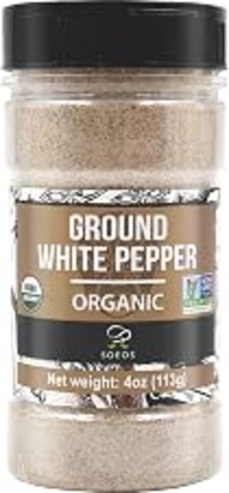 Soeos Organic White Pepper Ground, 4 Ounce, Non-GMO, Freshly Peppercorn Powder Bulk, Packed To Keep Peppers Fresh, Ground White Pepper